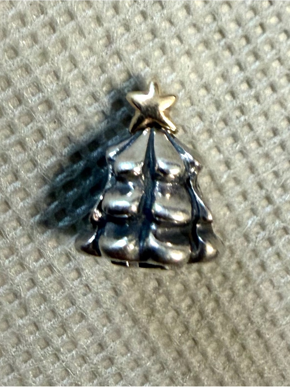 Pandora Sterling Silver 14k Star Christmas Tree Bead Charm #790365